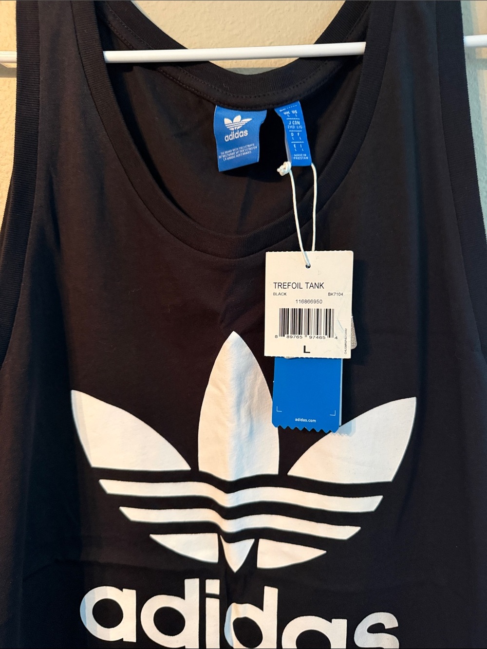 adidas Black Tank with White Trefoil Logo - Picture 2 of 3